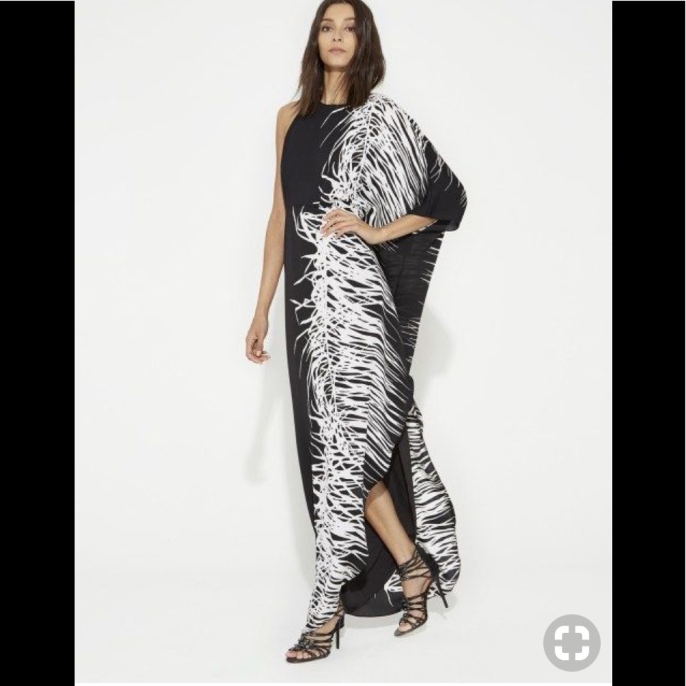 Halston Heritage One Shoulder Crepe Gown